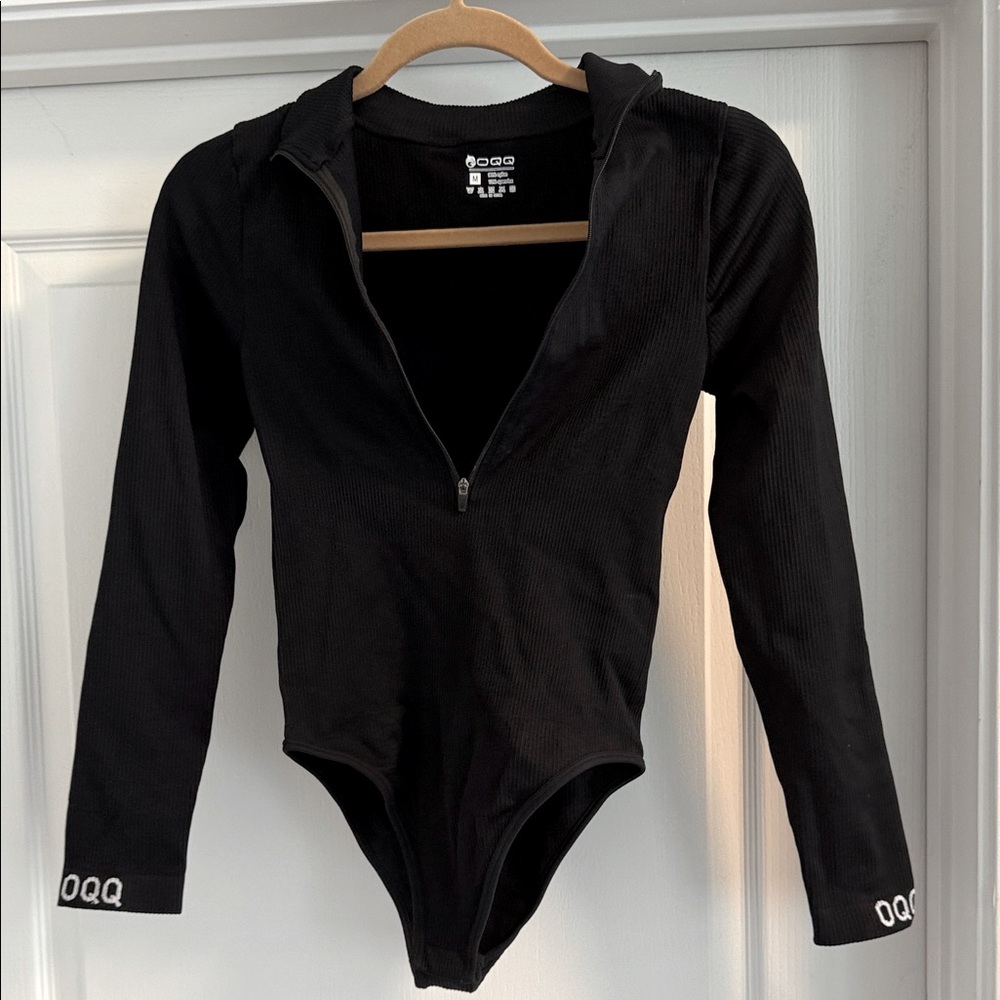 Womens One Piece Zipper front textured material by OQQ